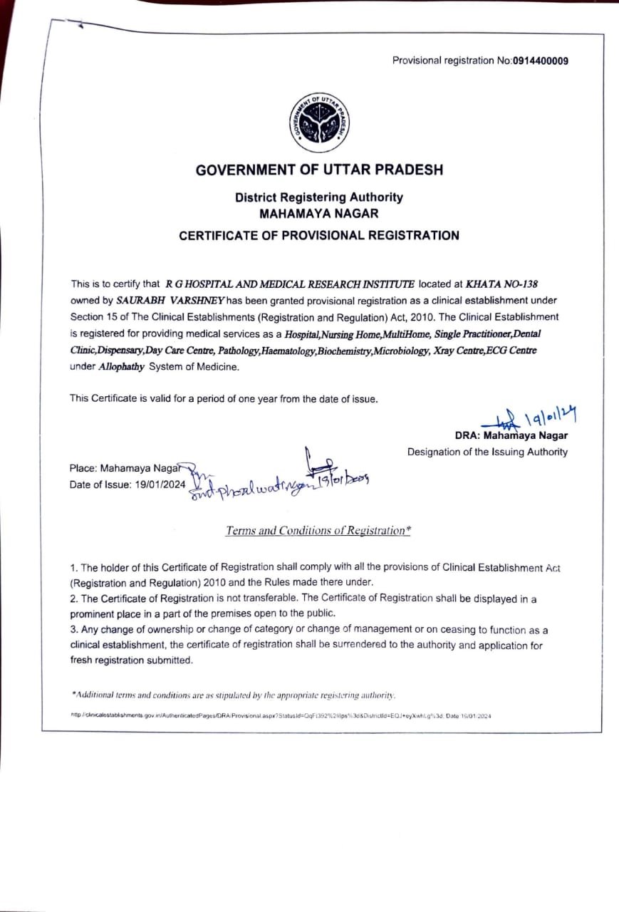 Registration of Hospital-RG Hospital and Medical Research Institute